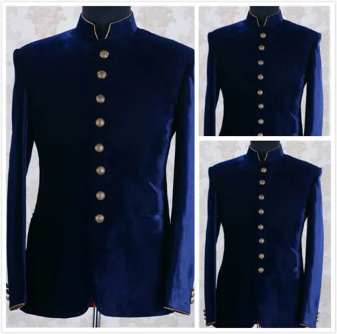 Men Suit Blazers Jackets Business Casual Suit Designer Navy Blue Velvet Coats New Formal Wear Slim Fit Jackets