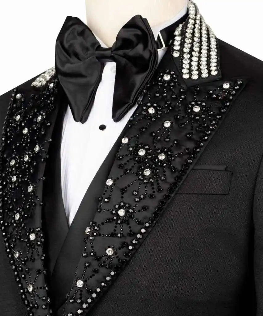 Luxury Wedding Men's Suits 2-Piece Blazer Beads Designer Customized Plus Size Wedding Tuxedo Party Prom