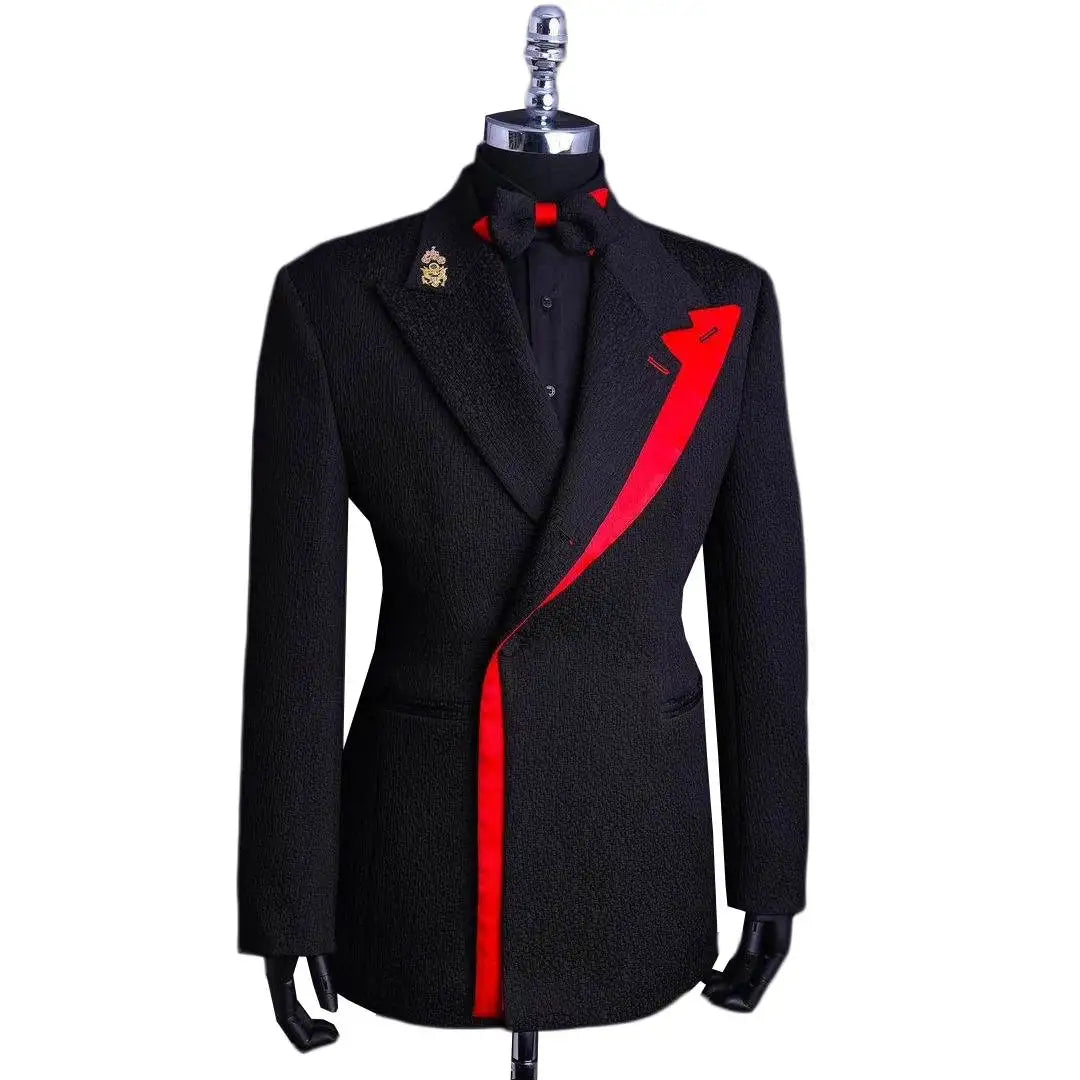 Classic Wedding Tuxedos Handsome Men Suits Peaked Lapel 2 Piece Set Jacket Vest Business Blazers Customized High Quality