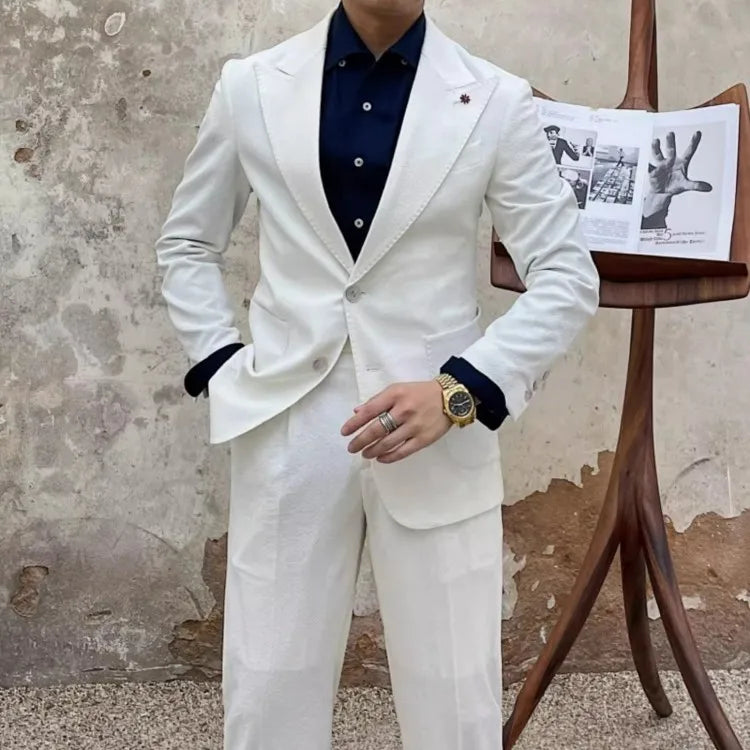 Ensemble deux pièces pour homme, blazer et pantalon, coupe slim, décontracté, tenue de travail, de soirée, de mariage