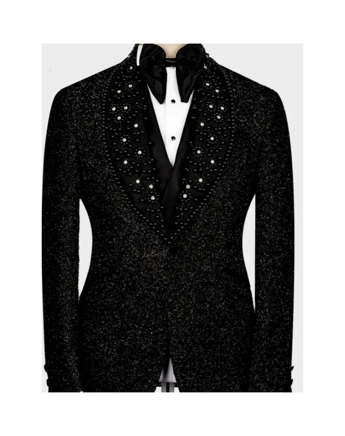 Luxury Wedding Tuxedos Beaded Pearls Single Breasted Men Suit Shawl Lapel 1 Piece Set Jacket  Groom Blazers Customized