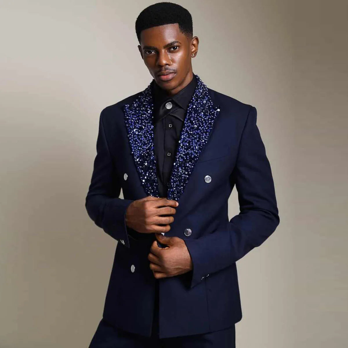 Glitter Diamond Gem Men Suits Slim Fit Customized Wedding Tuxedo 2 Piece Sets Groom Male Blazers Peak Lapel Party