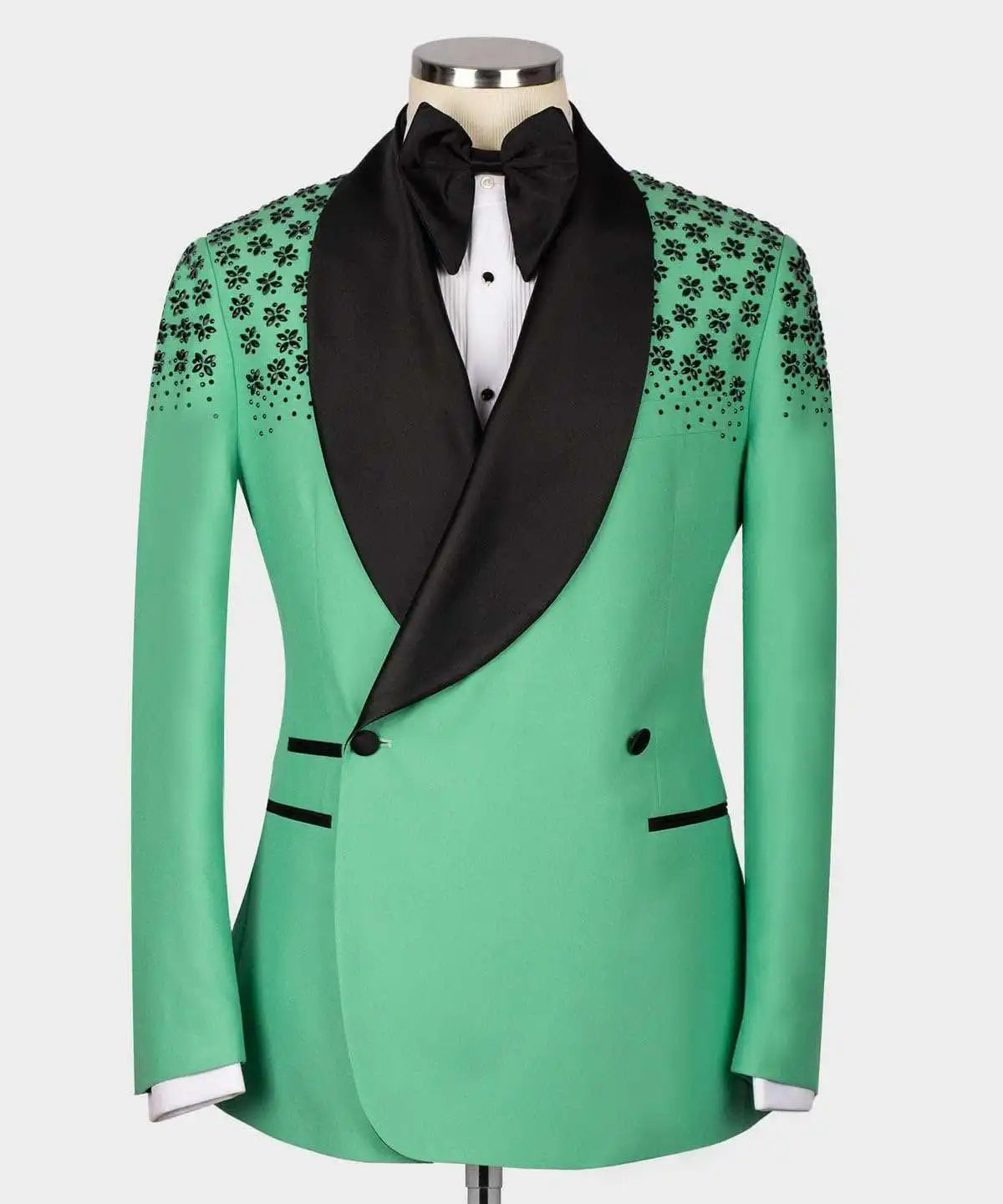Sparkly Men Wedding Suits Crystal Shawl Lapel Double Breasted Tuxedos Groom Business Party 2 Psc Blazer Pants Custom Made