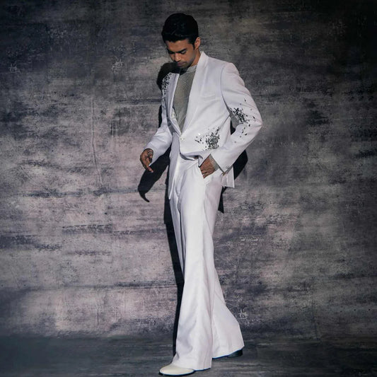Customized Shiny Rhinestone Men Suits 2 Pieces Sets Groom Tuxedos Party Prom Blazer Slim Fit Dinner Fashion Vestidos De Novia