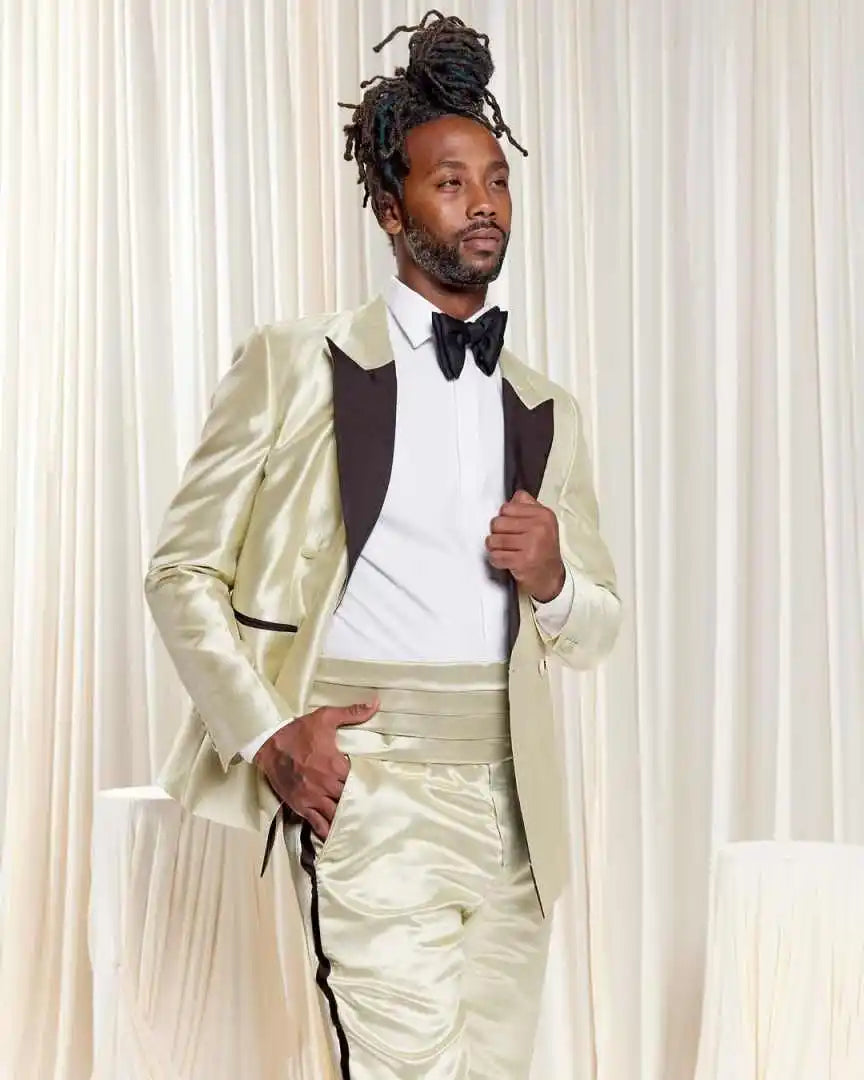 Gorgeous Wedding Tuxedos 2 Pcs Jacket Pants Men Suit Classic Fit Double Breasted Male Outfits Evening Party  Customized