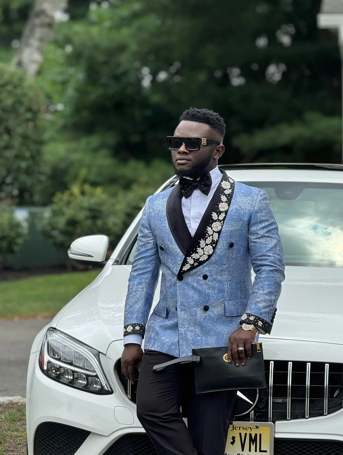 Elegant Men's Suits Appliques Jacket 2 Pieces Set Shawl Lapel Blazer Tailor-Made Double Breasted Groom Customized Coat Pants