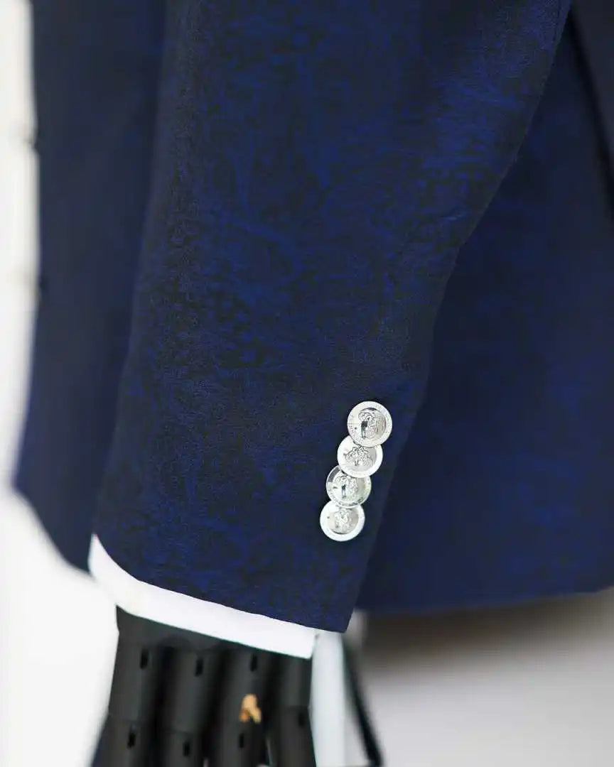 Designer Jacquard Wedding Suits for Groom Double Breasted Tuxedos 2 Pcs Jacket Pants Evening Party Prom Customized