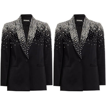 Stylish Wedding Tuxedos Beaded Crystal Shawl Lapel 1 Pcs Men Jacket Classic One Button Evening Party Prom Blazers Customized