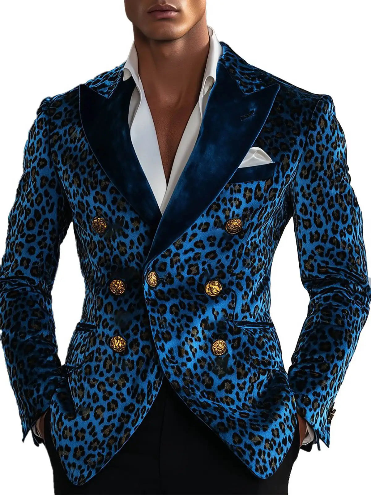 Modern Leopard Print Men's Suit Coat Notched Lapel Tuxedos Double Breasted Groom Wear Business Party Only Blazer Customized