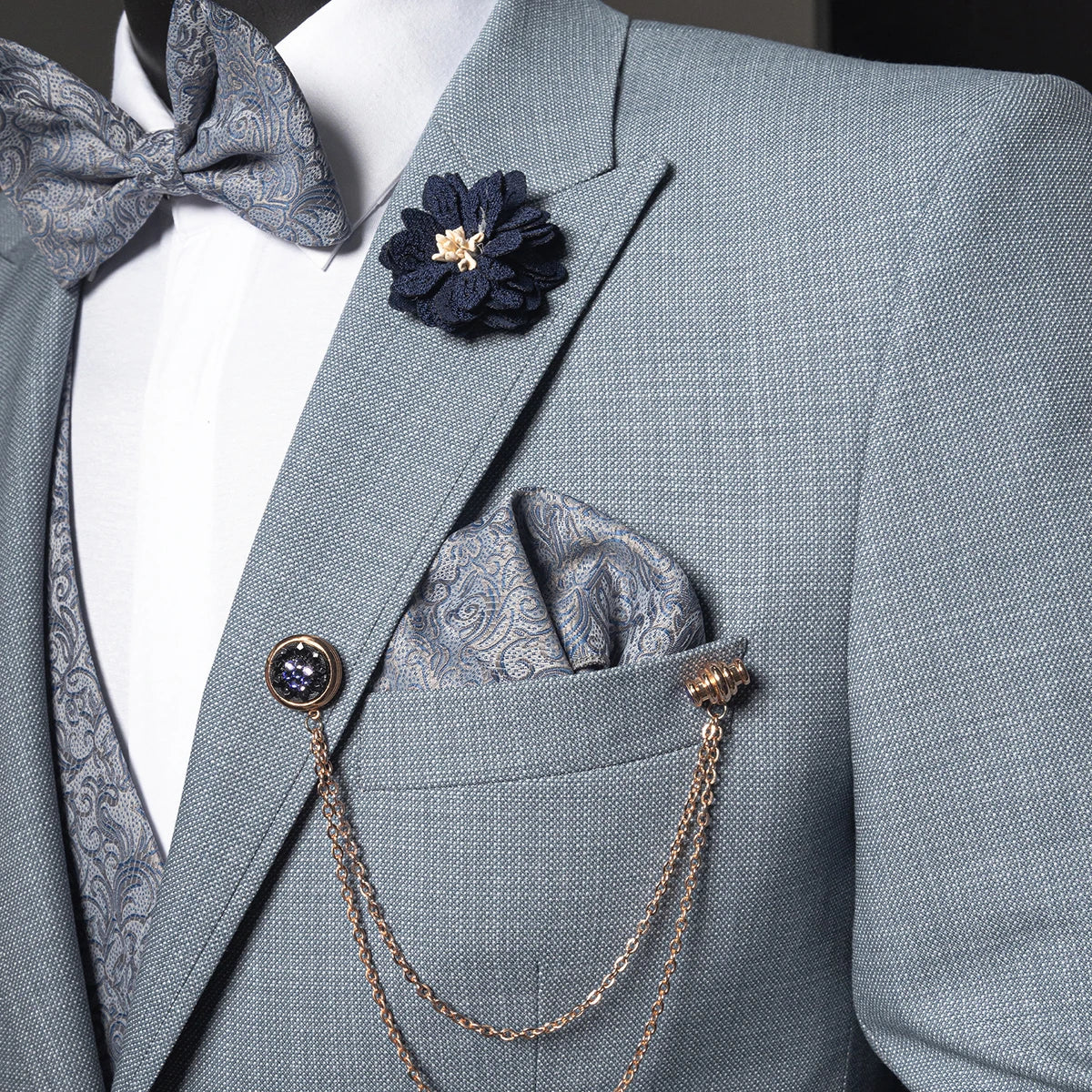 Classic Wedding Men Suits New Fashion Embroider-Vest Gentleman Tailor-Made Groom 3-Pieces Formal Occasions Party Customized
