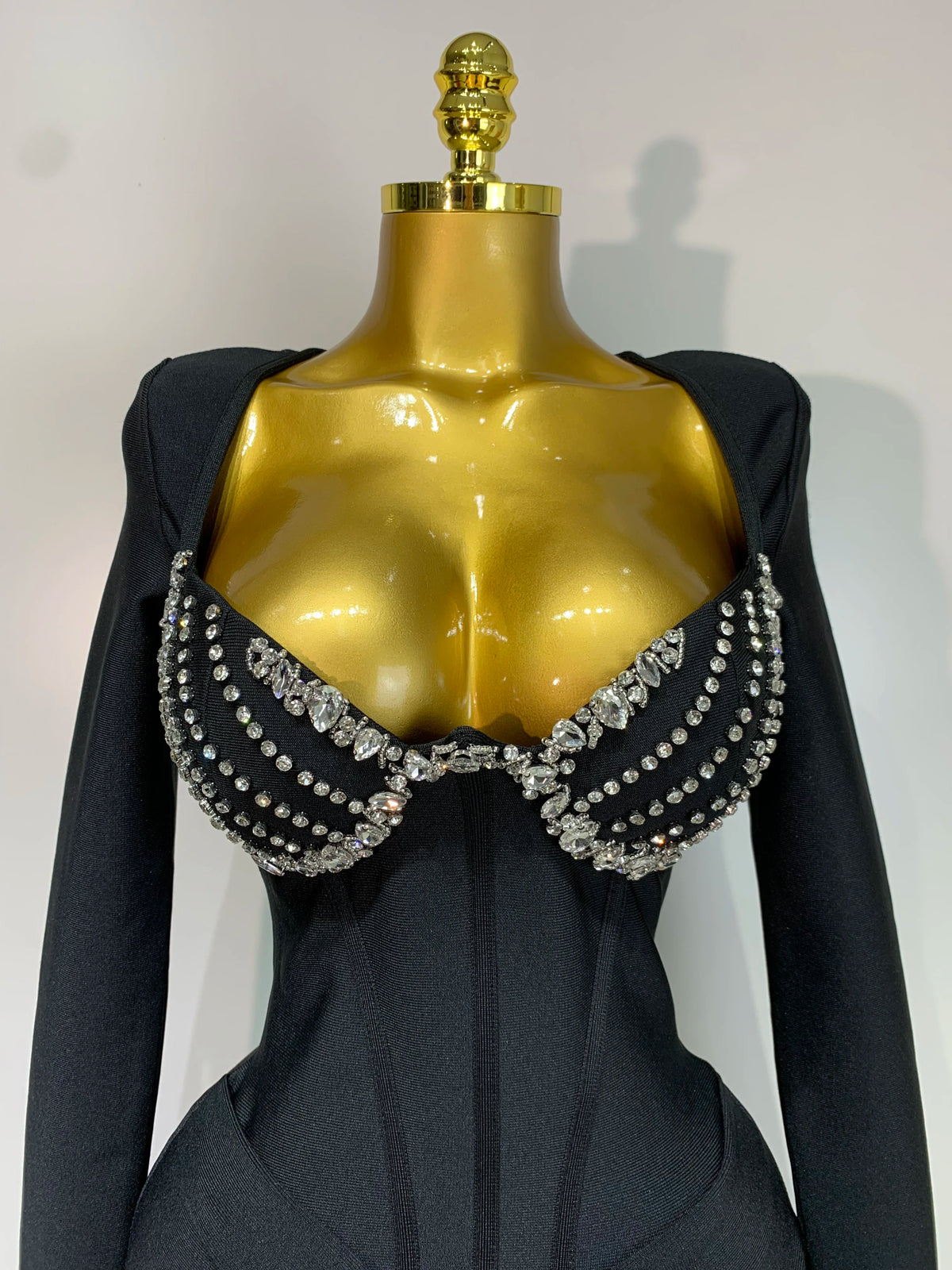 Women Sexy Luxury Sparkly Beading Bandage Dress Long Sleeve Bodycon Celebrity Party Elegant Evening Club Pary Dresses