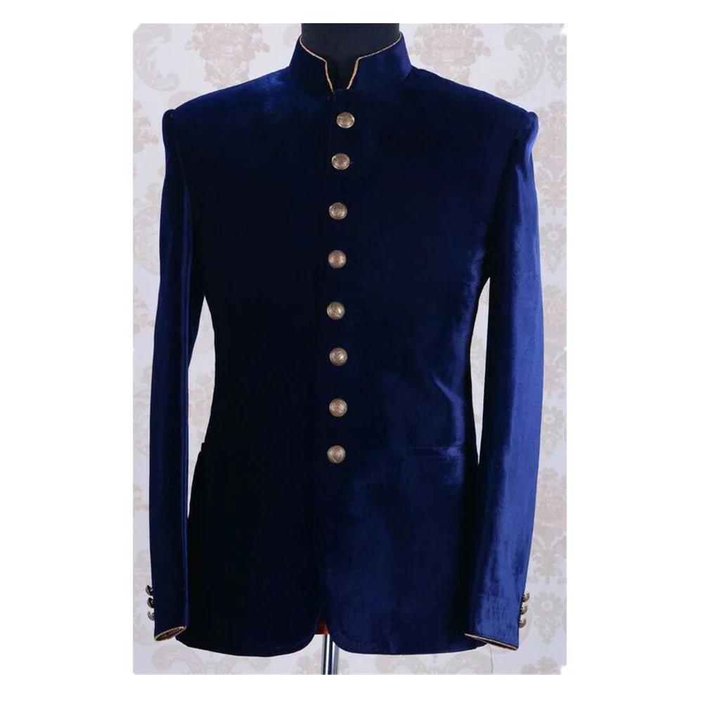 Men Suit Blazers Jackets Business Casual Suit Designer Navy Blue Velvet Coats New Formal Wear Slim Fit Jackets