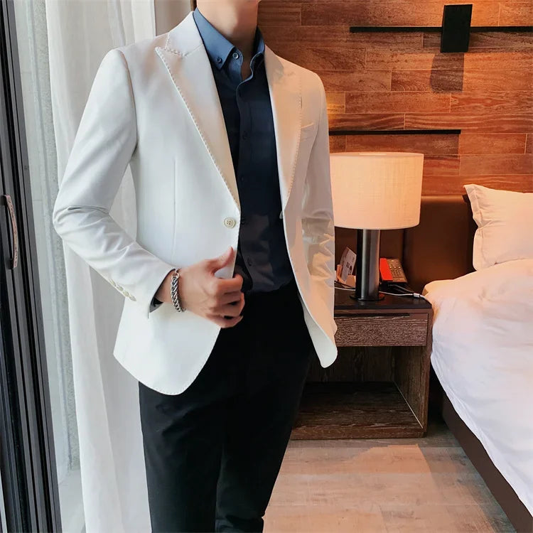 Chaqueta informal verde de dos botones con solapa y corte entallado para hombre