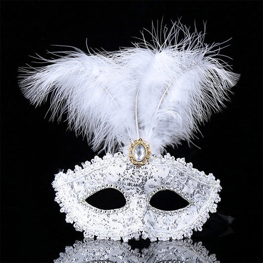 Party Mask Women Masquerade Luxury Peacock Feathers Half Face Mask Cosplay Costume