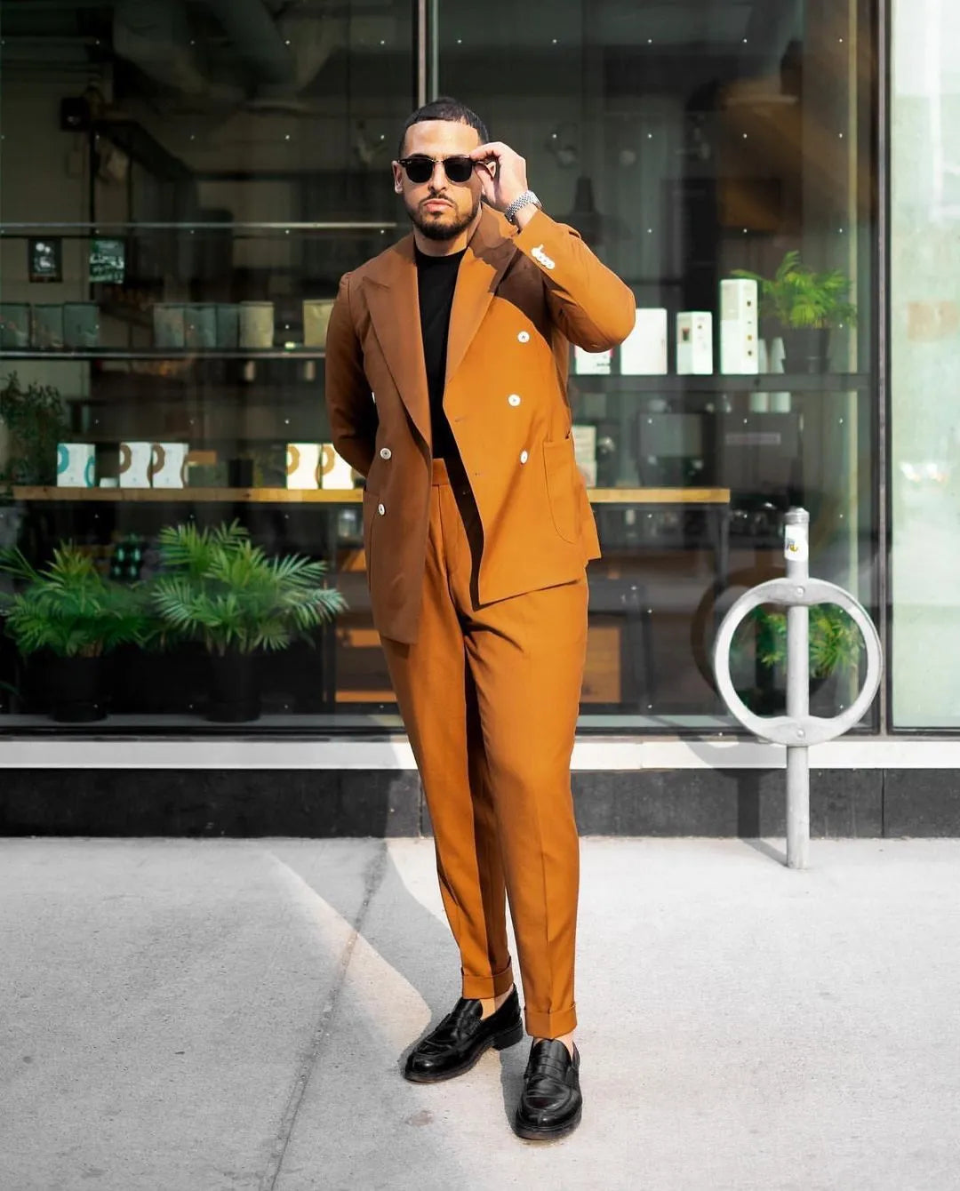 Ensemble blazer pour homme, costume de mariage 2 pièces, coupe slim, personnalisé, orange, croisé, grande taille, smoking 