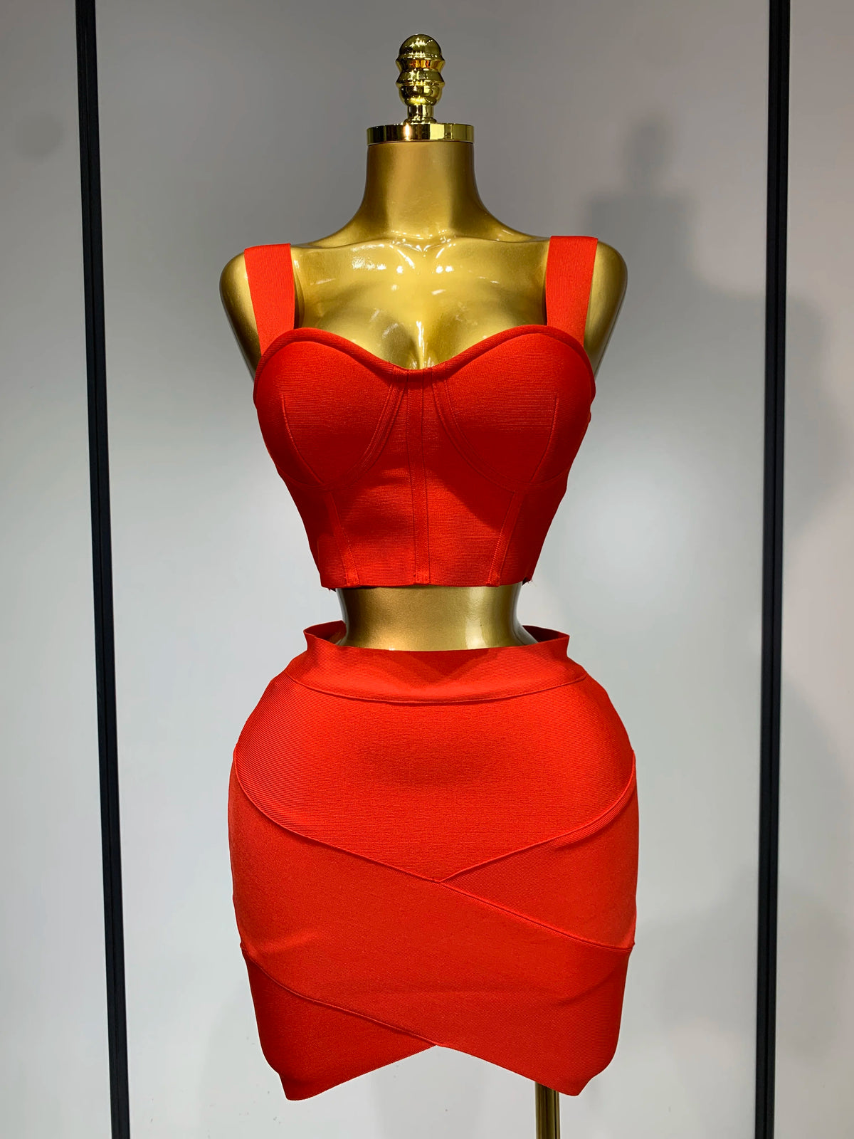 Women Sexy Top Short Skirt Bodycon Bandage Two Pieces Sets White Black Evening Party Luxury Birthday Outfit Nightclub Suits