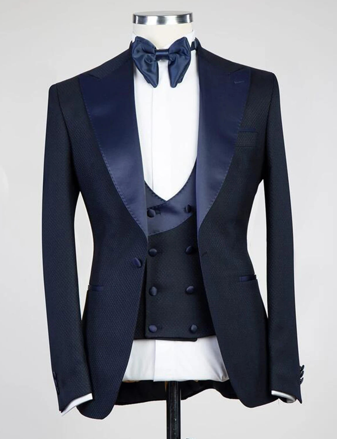 Men's Tweed One Button Suit Three Pieces Peak Lapel Tuxedos for Formal Party