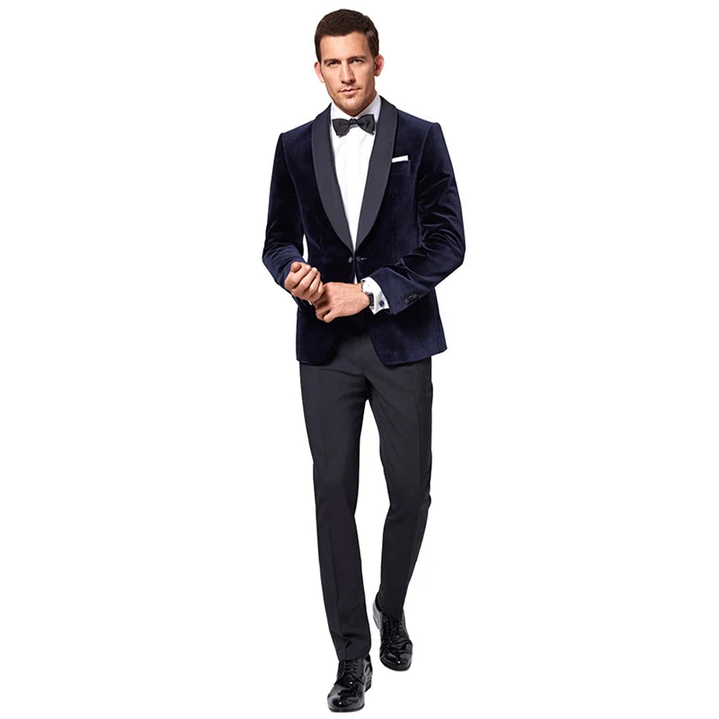 Traje de esmoquin de dos piezas (chaqueta) para hombre, con botones y solapa chal, ideal para fiesta, graduación, negocios, informal. 