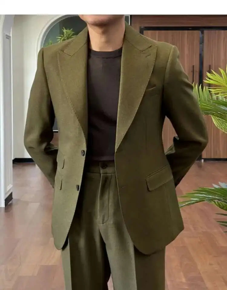 Business Dress Suit Wedding Suit for Men Versatile Casual Office Party Prom Costume Homme Green Men Tuxedo Suit