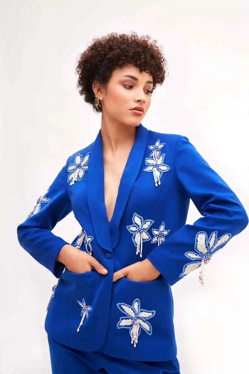 Fashion Customized 2 Pieces Women Suits Crystal Beadeds Office Ladies Work Classic Fit Birthday Party Outfits