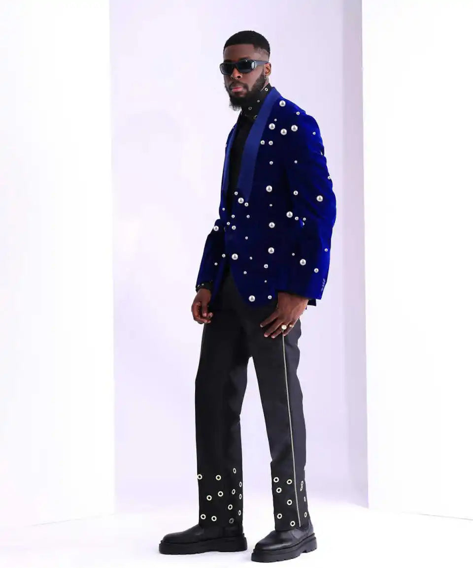 Retro Men Suits for Wedding Pearls Shawl Lapel Blazer One Piece Tuxedo One Button Celebrity Party Coat Customized Only Jacket