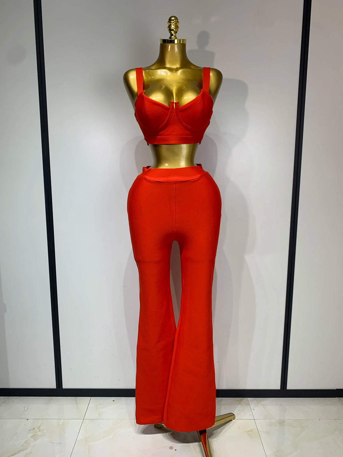 Women Sexy Bandage Crop Top Pant Set Evening Party Club Luxury Birthday High Street Fashion Elegant Luxury Birthday Outfit