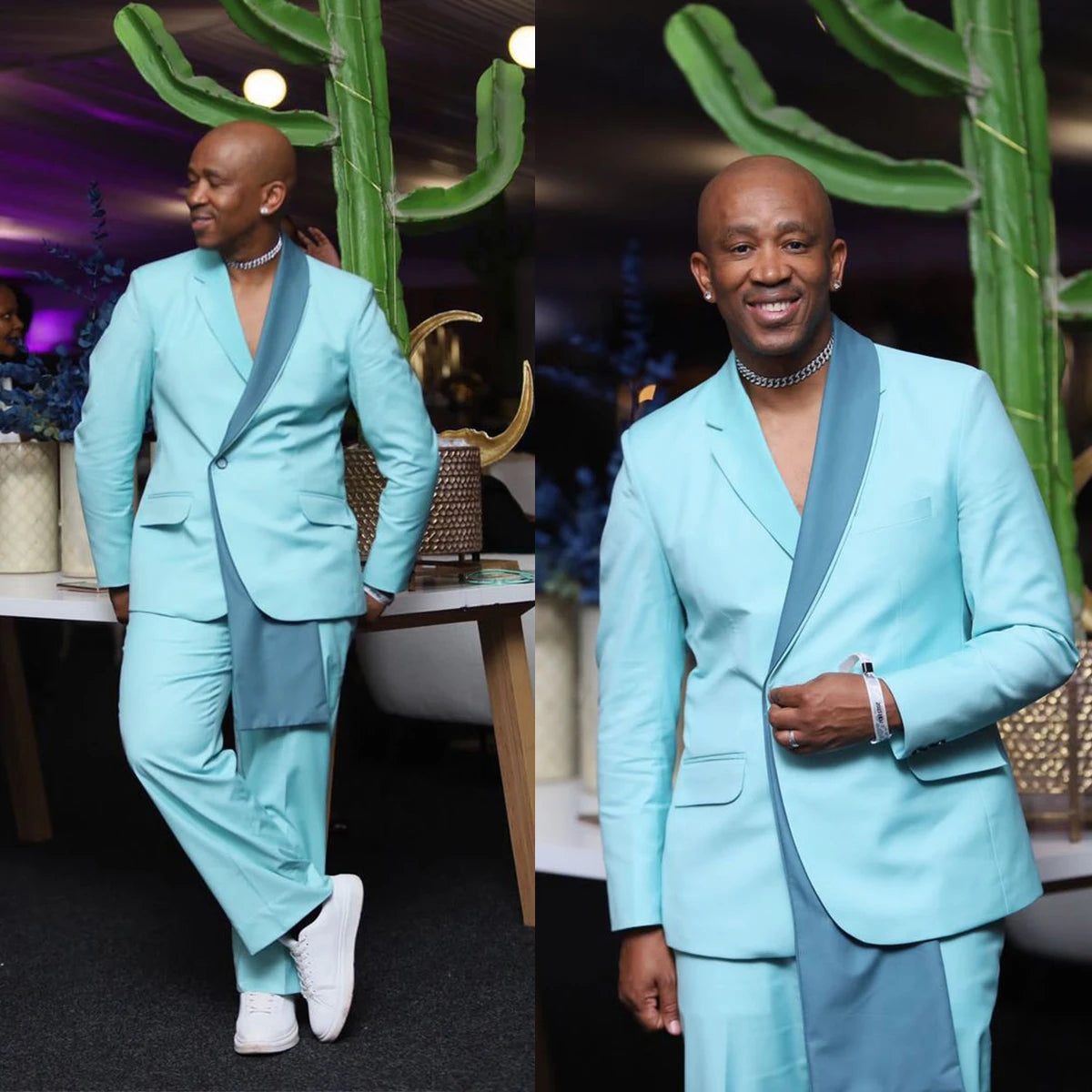 Elegant Men's Jacket Winter Blazer 2 Piece Set Notched Lapel One Button Evening Party Coat Pants Customized Jackets