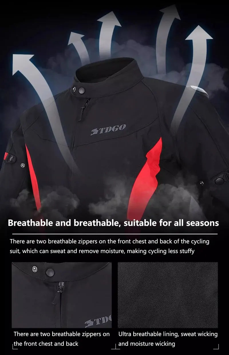 Men Motorcycle Jacket Waterproof Four Season Motorbike Overcoat Pants Reflective Riding Jackets Windproof Suits Removable Lining
