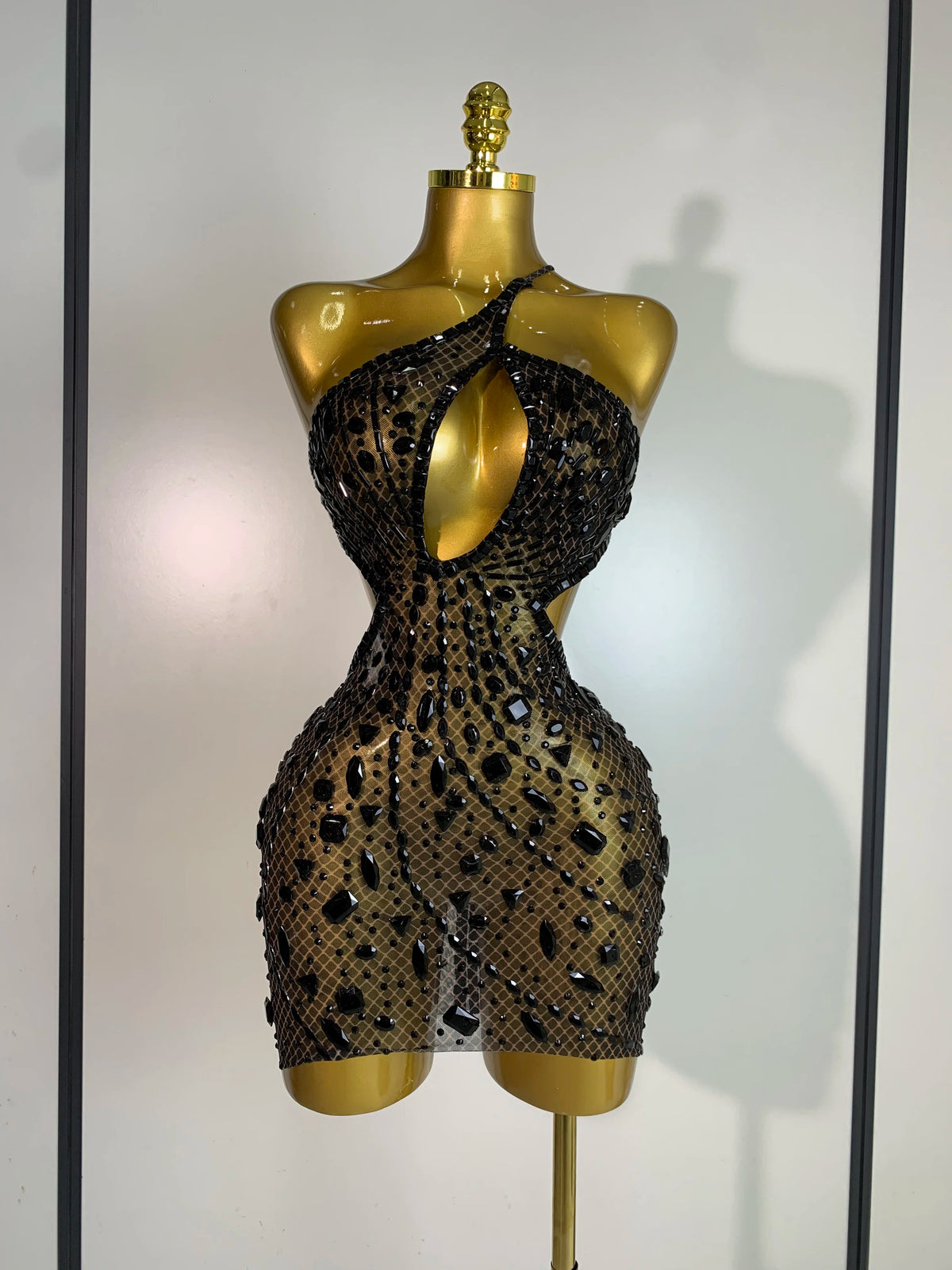 Women Sexy Backless Hollow Out Diamond Evening Prom Gown Birthday Luxury Celebrate Stage Nightclub Outfit