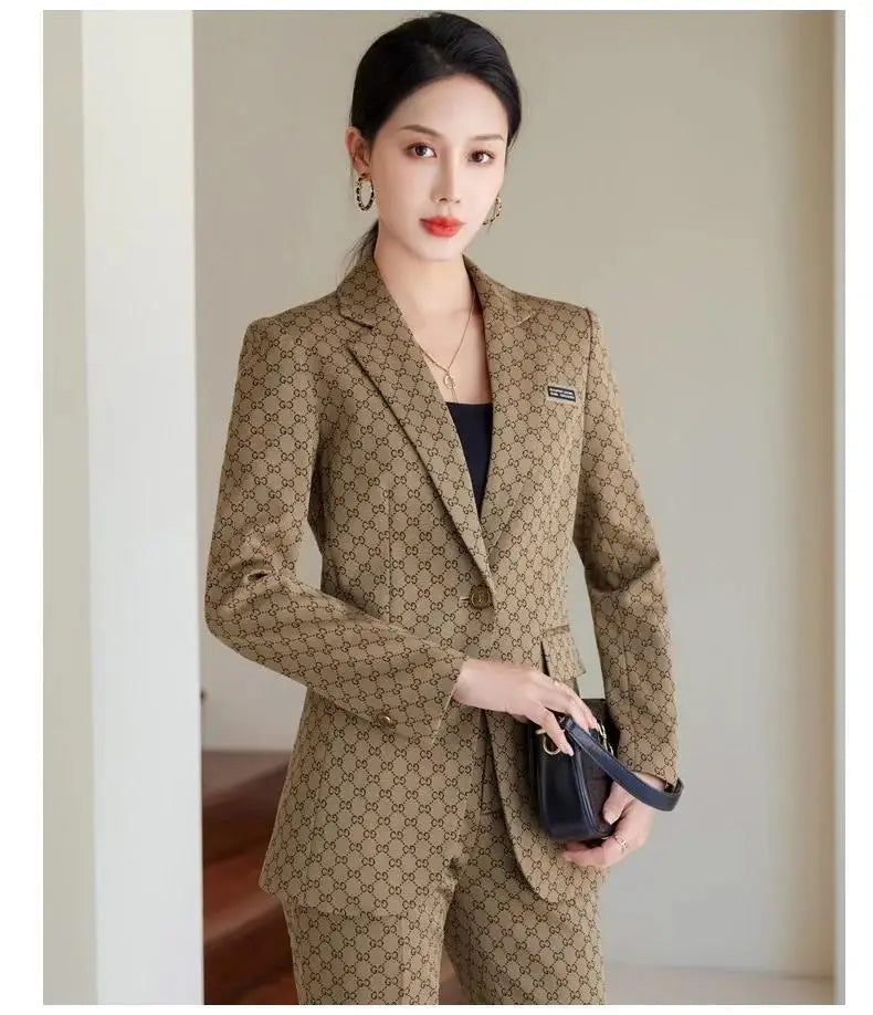 Ensembles de costumes d'affaires en tissu pour femmes avec pantalon et blazer