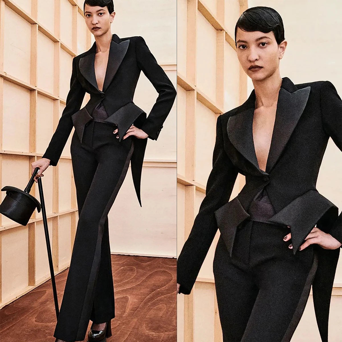Spring Designer Women Pants Suits Slim Fit Celebrity Black Outfits Evening Party Mother of The Bride Wedding Formal 2 Pieces