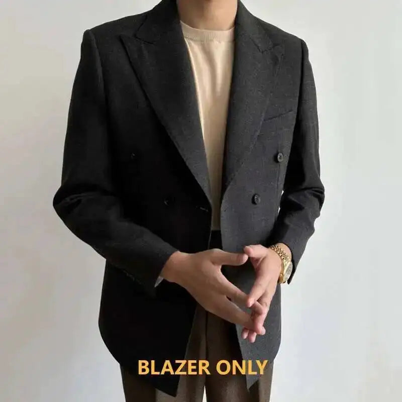 Italian Double Breasted Suit for Men Gentleman Business Blazer Hombre Luxury Retro Fall Long Sleeve Suit Dress Prom Blazers Men