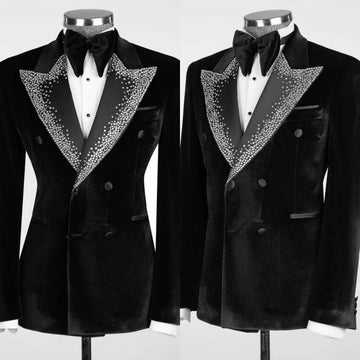 Ceremony Wedding Tuxedos Flannel Beaded Peaked Lapel Men Suit 1 Piece Set Jacket Daily Evening Business Blazers Customized