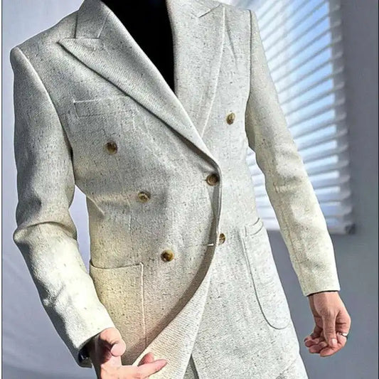 Apricot Double Breasted Suit Naples Business Leisure Fall Italian Gentleman British Suit Man Blazer Homme Prom Blazer for Men