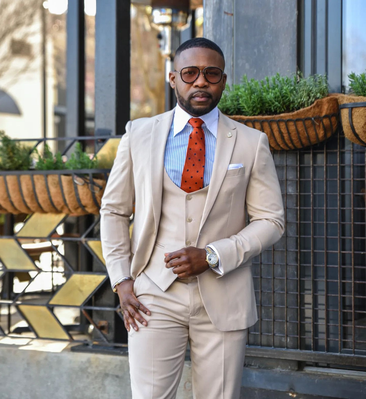 Men's Suit 3 Pieces Blazer Vest Pants One Button Peaked Lapel Formal Work Wear Wedding Groom Formal Tailored