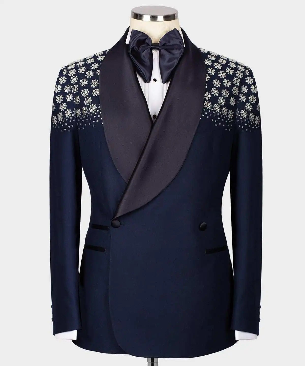Sparkly Men Wedding Suits Crystal Shawl Lapel Double Breasted Tuxedos Groom Business Party 2 Psc Blazer Pants Custom Made