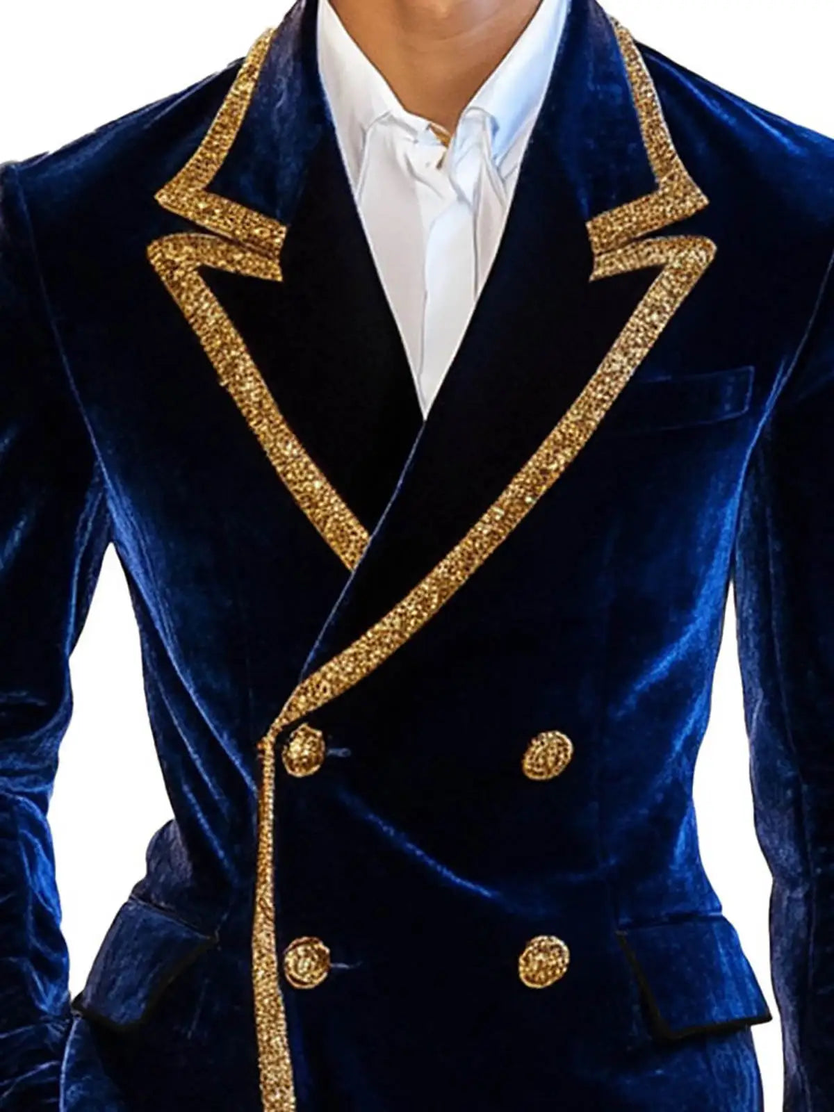Esmoquin de boda de terciopelo para hombre, chaqueta a medida con solapa y lentejuelas doradas, para fiesta de cumpleaños, graduación, novio, una pieza