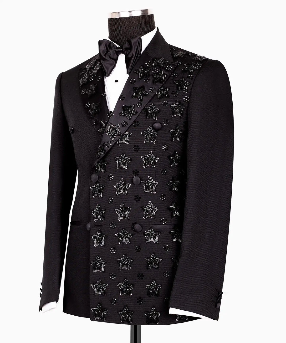 Appliques Wedding Men Coat Peaked Lapel Double Breasted Tuxedos Blazer Slim Fit Clothing Party Only Jacket Customized