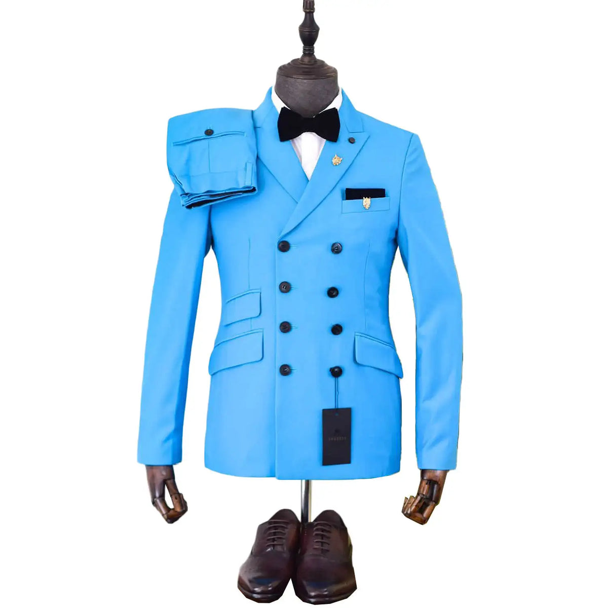Simple Men Suits Notched Lapel Blazer 2 Piece Set Tuxedo Double Breasted Unique Design Groom Coat Customized Jacket Pants