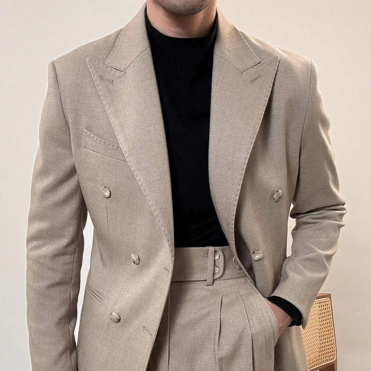 Italian Style Double Breasted Blazer Men Lapel Collar Casual Business Autumn Jacket Men Blazer Masculino Slim Fit Blazer Hombre