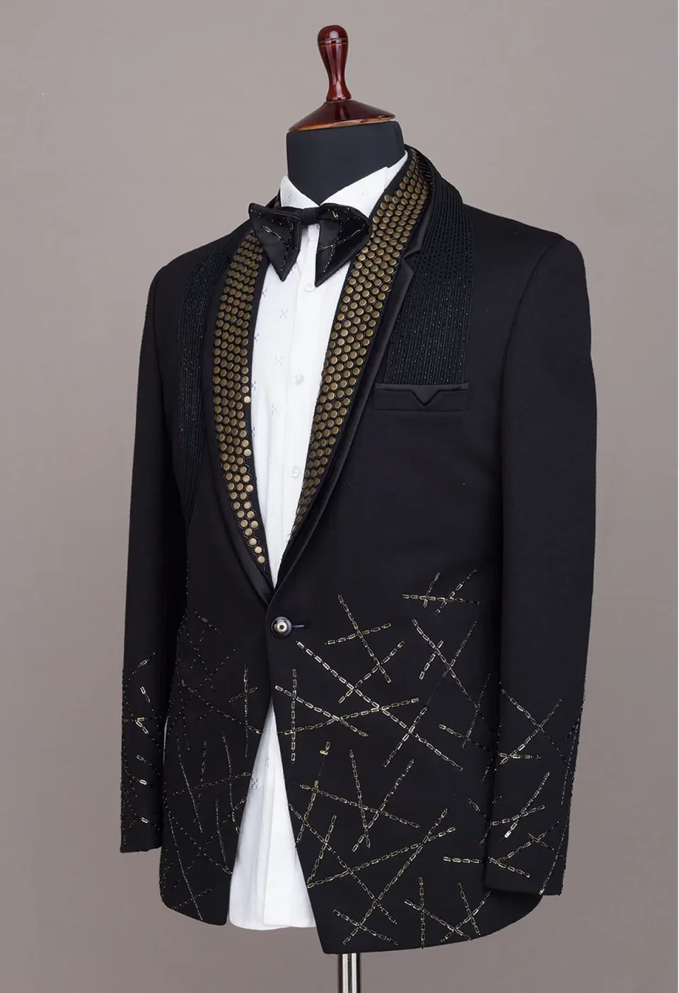 Formal Wedding Tuxedos Beading Beaded Shawl Lapel Men Suit 2 Piece Set Jacket Pants One Button Groom Business Blazers Customized