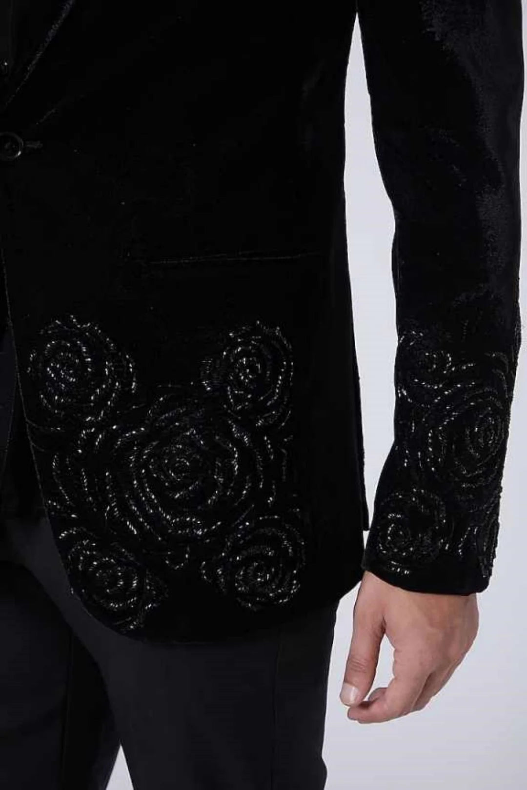 Luxury Men Suit 2-Piece Blazer Single Breasted Jacket Crystals Beaded Slim Fit Wedding Tuxedo Groom Prom Customized
