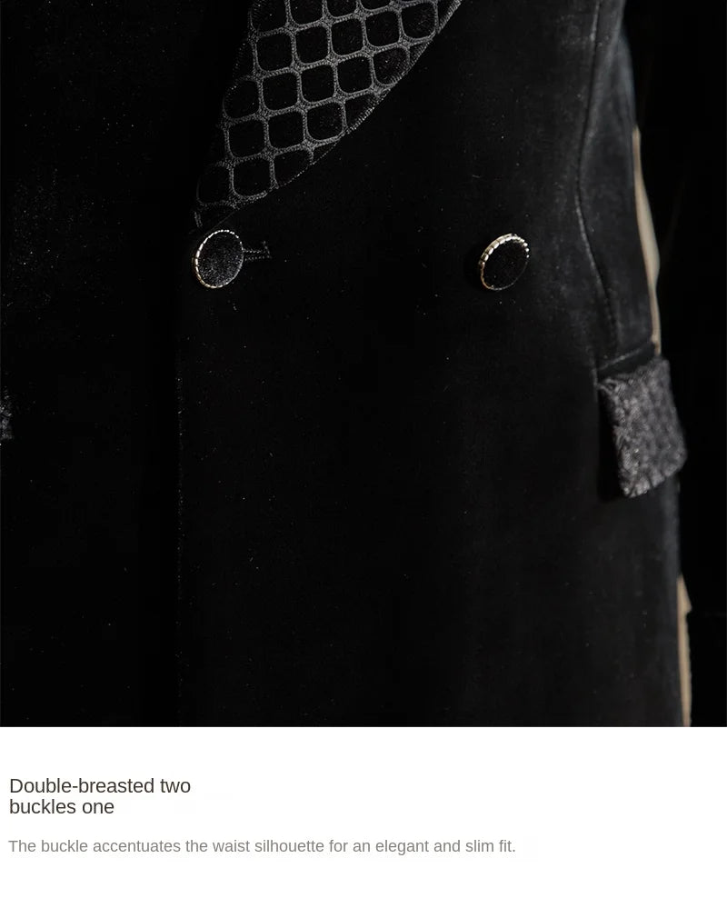Homemade Autumn and Winter Small Capital Banquet Shade Collar Velvet Suit Gentry Fashion Trendy Suit Jacket Men