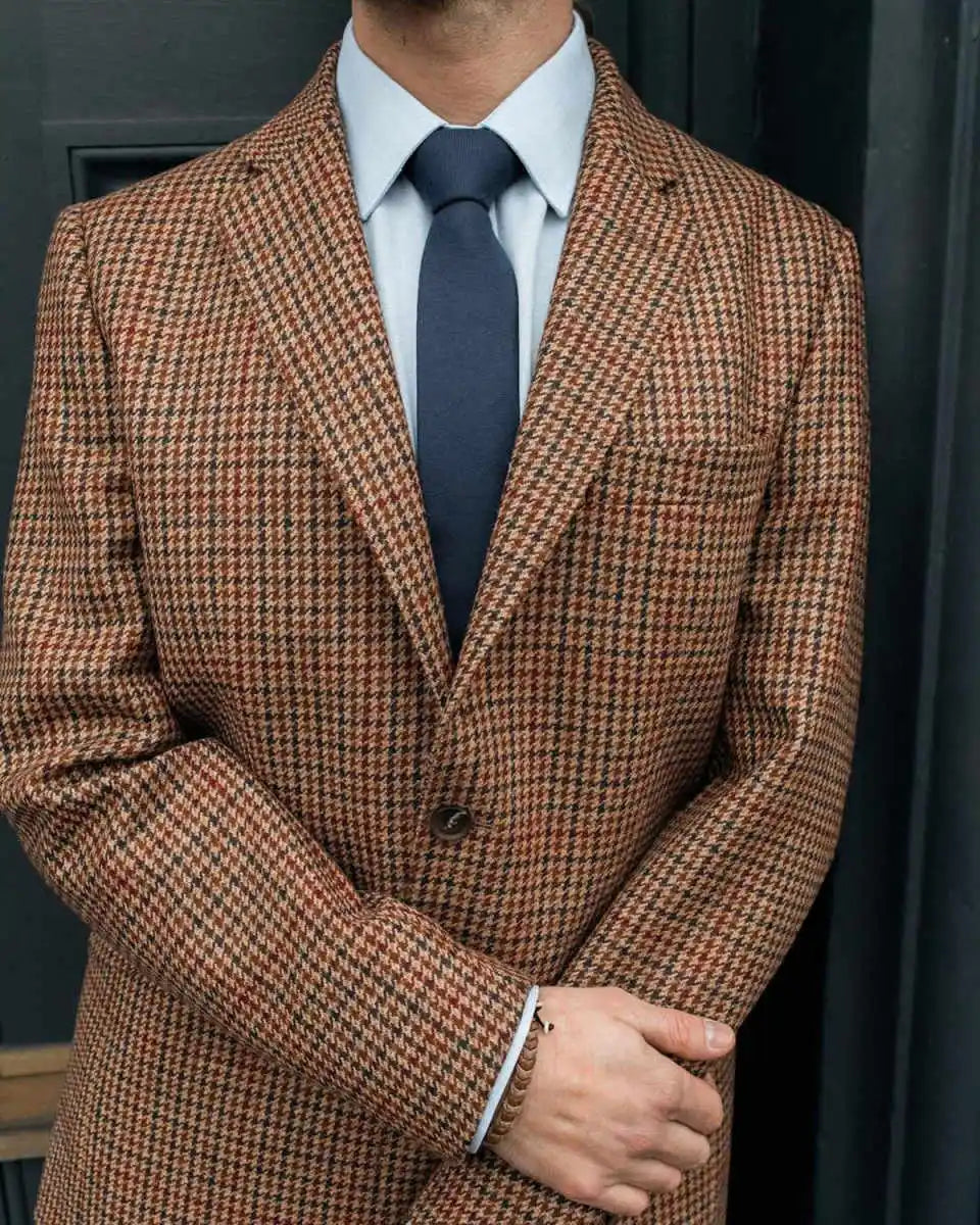Houndstooth Men Wedding Suits Jacket Notched Lapel Tuxedo Single Breasted Blazer Business Party Only Coat Custom Made
