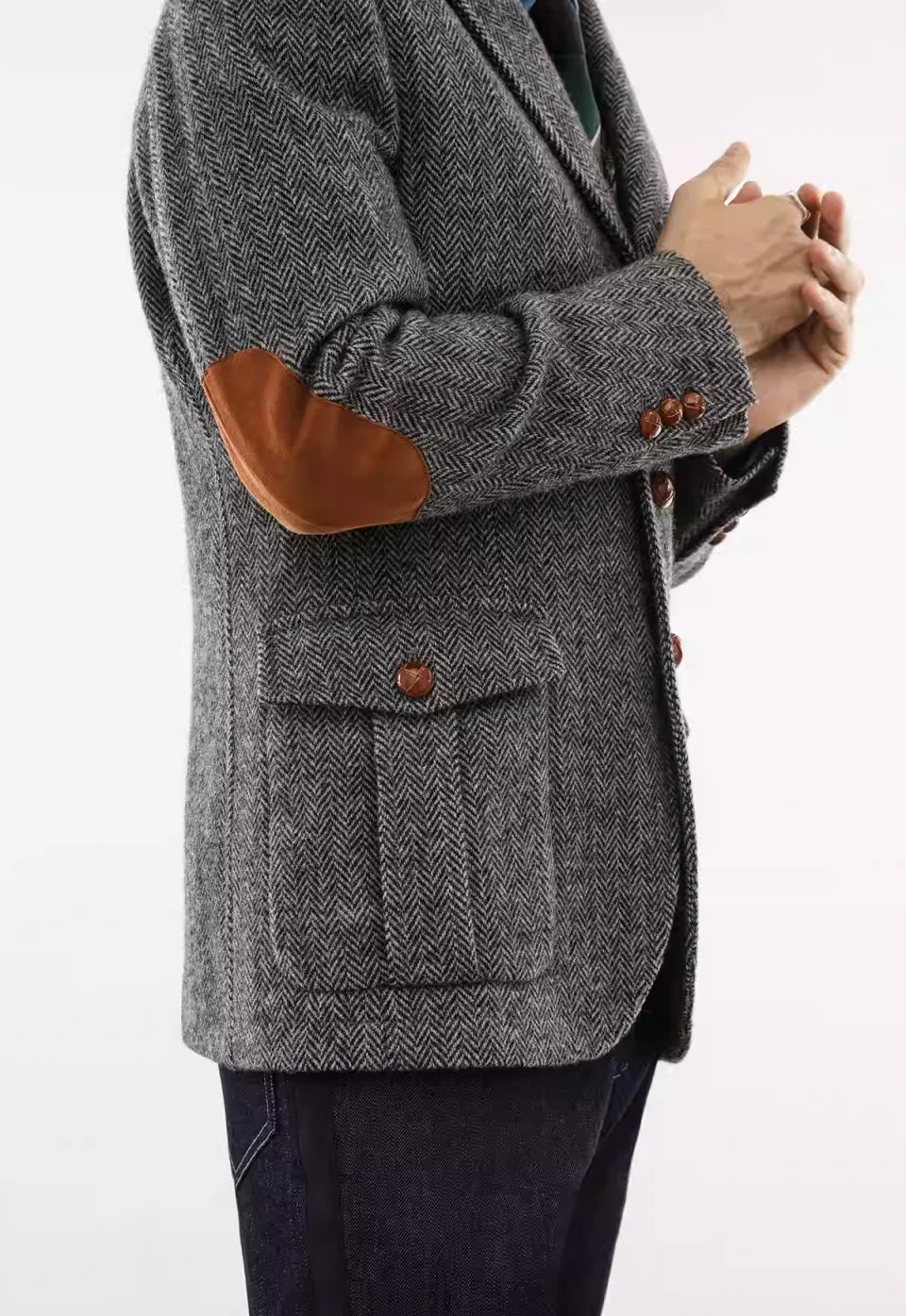 Casual Men Coat Herringbone 2 Piece Set Jacket Vest Trench Coats Classic Fit Single Breasted Business Blazers Customized