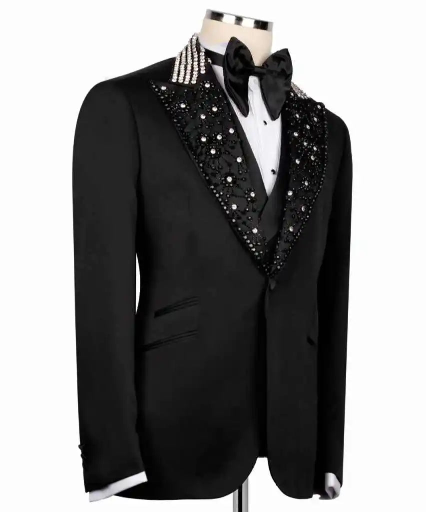 Luxury Wedding Men's Suits 2-Piece Blazer Beads Designer Customized Plus Size Wedding Tuxedo Party Prom