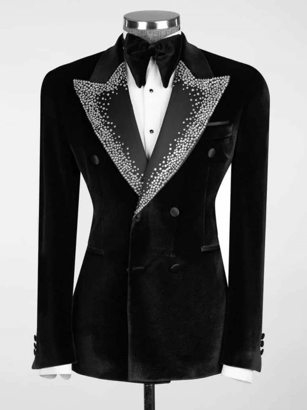 Ceremony Wedding Tuxedos Flannel Beaded Peaked Lapel Men Suit 1 Piece Set Jacket Daily Evening Business Blazers Customized