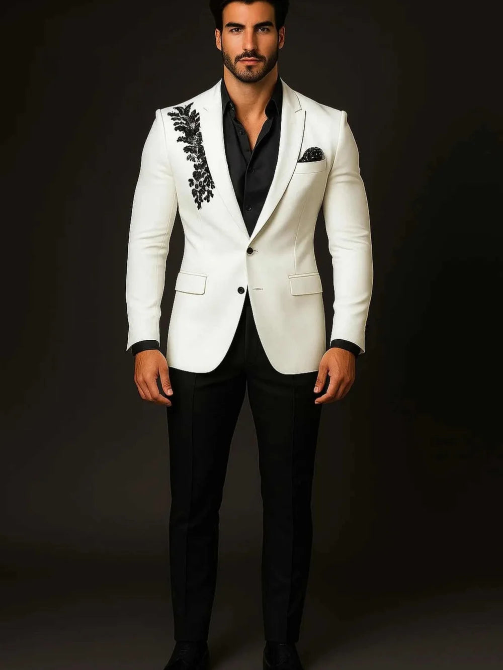 Elegant Man Tuxedos 2 Pcs Jacket Pants Wedding Suit Simple Beaded Single Breasted  Evening Groom Party Outfits Customized