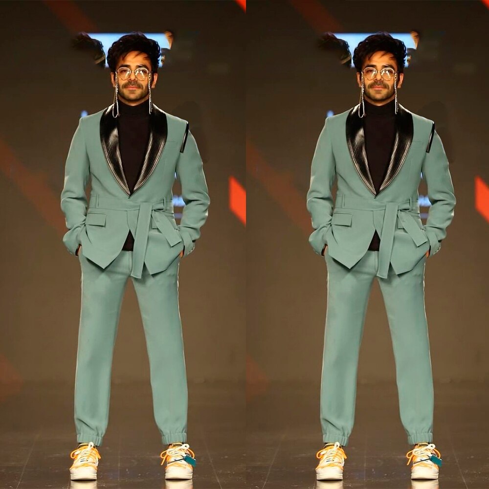 Men Suits With Belt Two Pieces Jacket And Pants Custom Made Designer Wedding Formal Occasiom