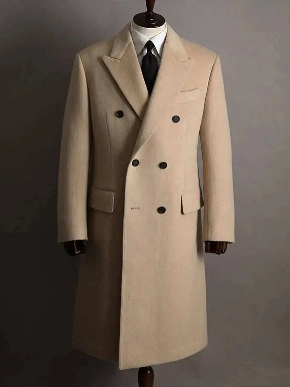Autumn and Winter Boutique Woolen Long Coat Classic Solid Color Thick Warm Men's Jacket Custom Made